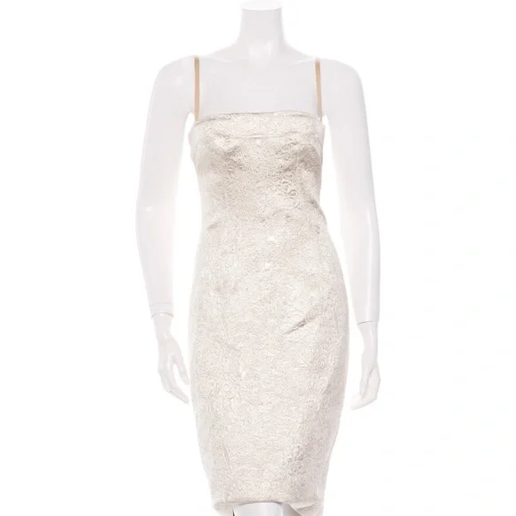 Dolce & Gabbana | Dresses | Dolce Gabbana Jacquard Dress Cream Gold  Metallic | Poshmark